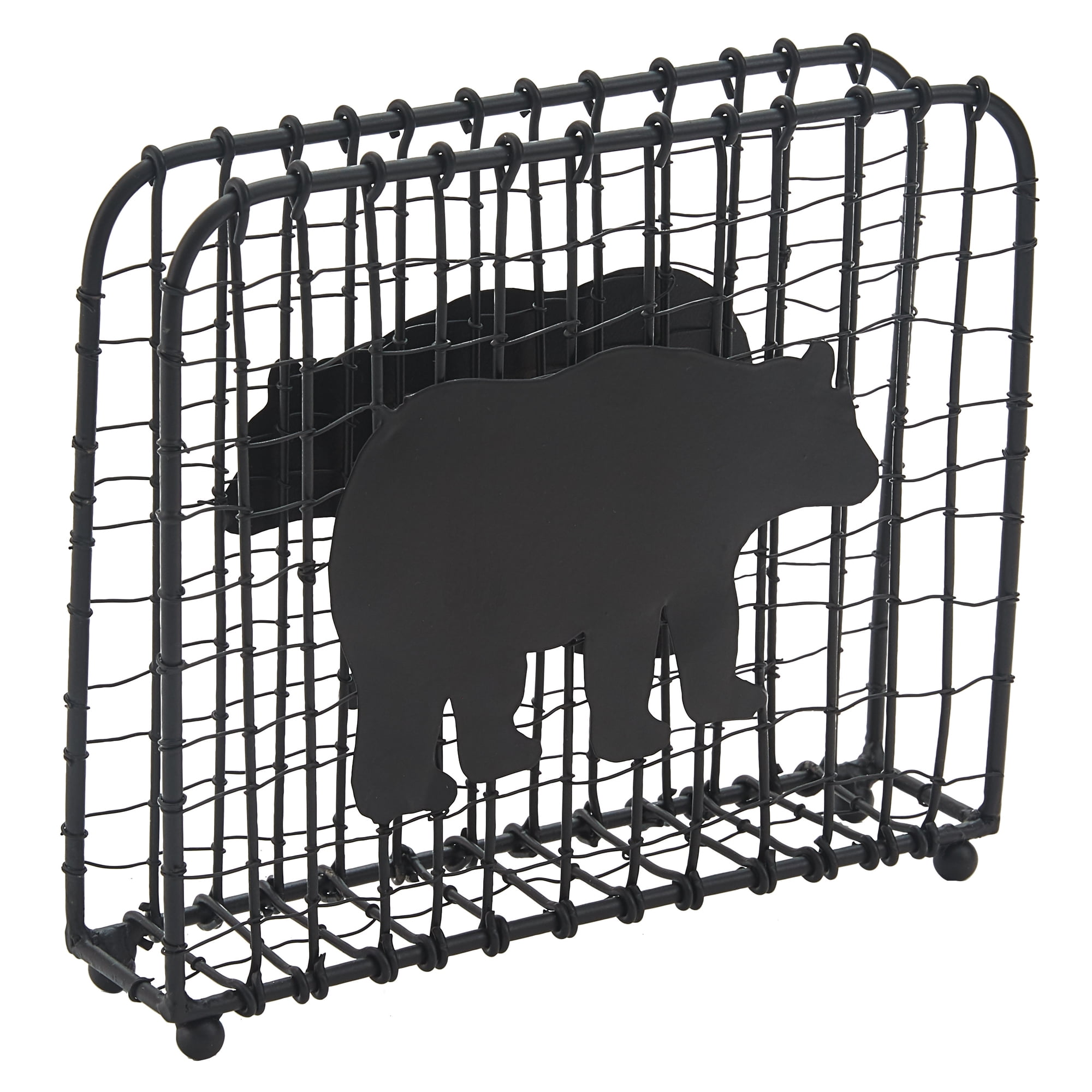 Black Bear Metal Wire Napkin Holder 5.5"H