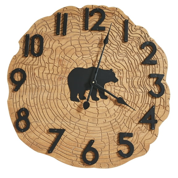 Park Designs Black Bear Wood Slice Wall Clock