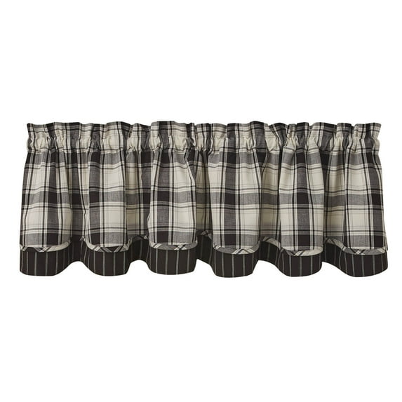 Park Designs Black Crossroads Lined Layered Valance 16''L