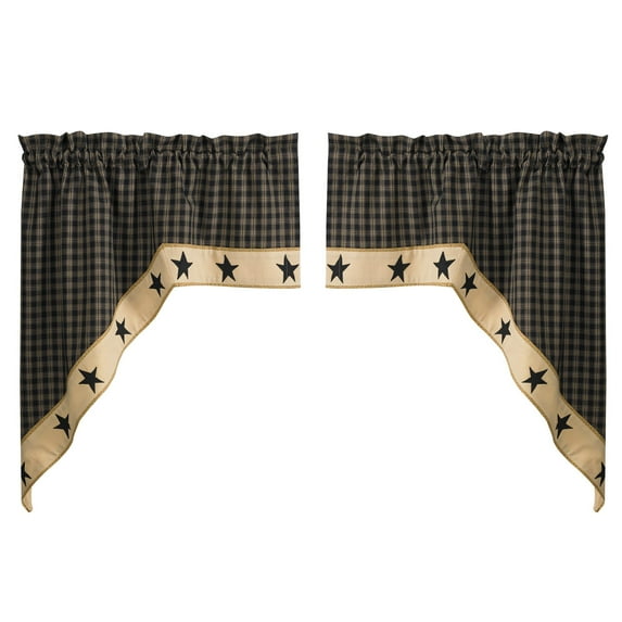 Park Designs Black Sturbridge Star Lined Swag 72x36