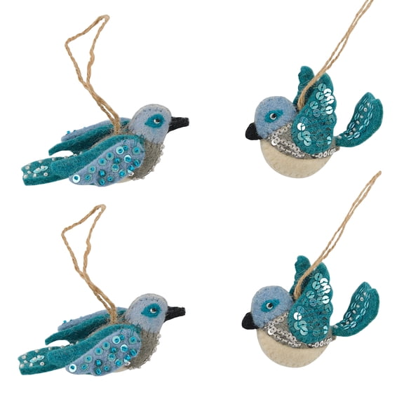 Park Designs Blue Birds Felt Ornaments Set of 4