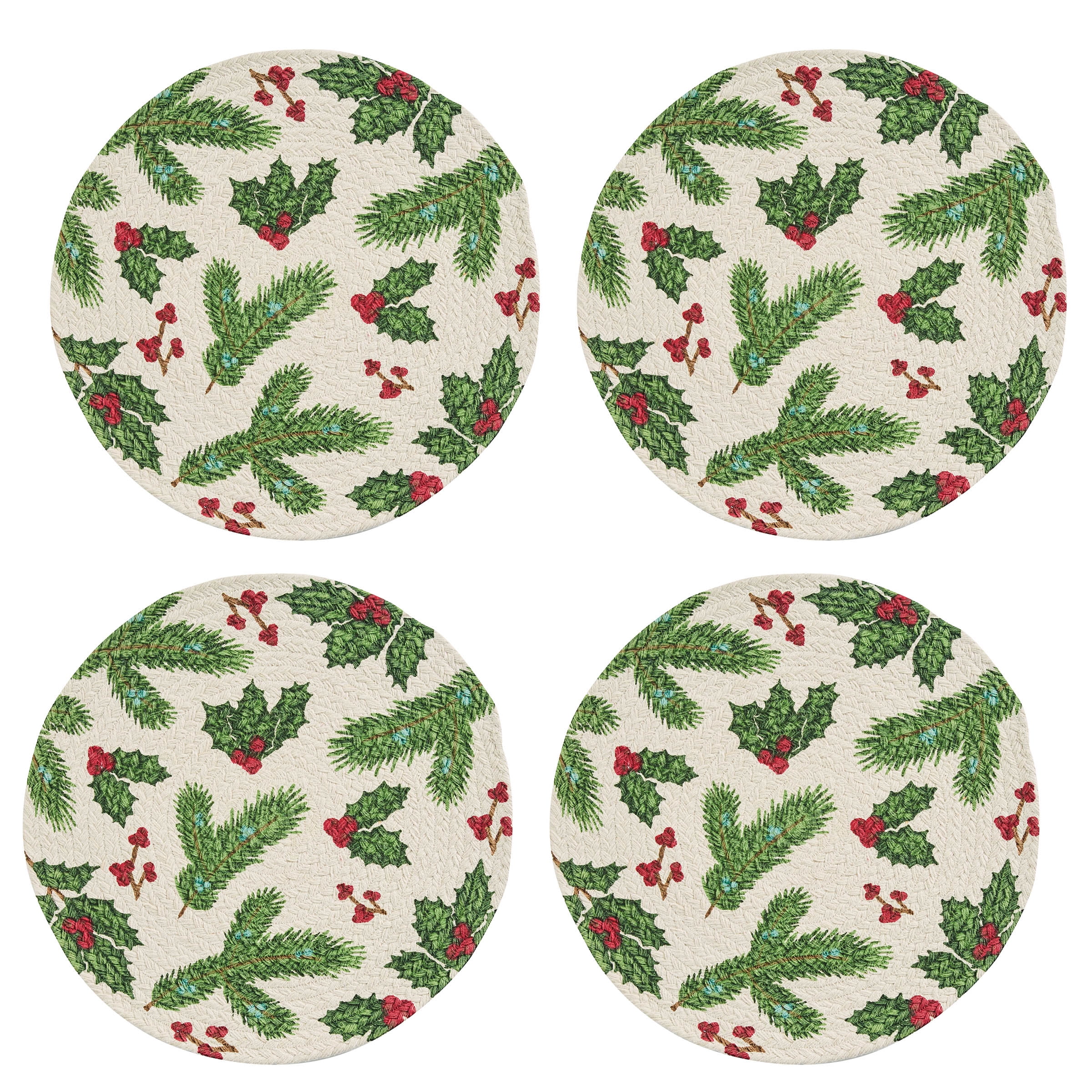 Park Designs Boughs Of Holly Braided Placemat Set of 4