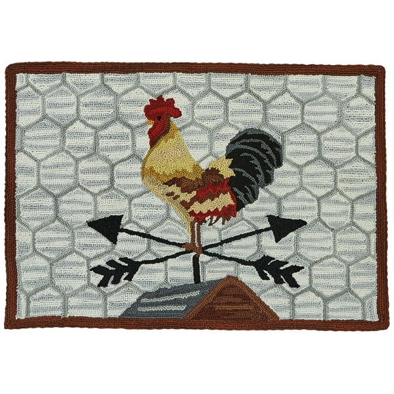 Park Designs Break Of Day Rooster Hooked Rug 2' x 3'