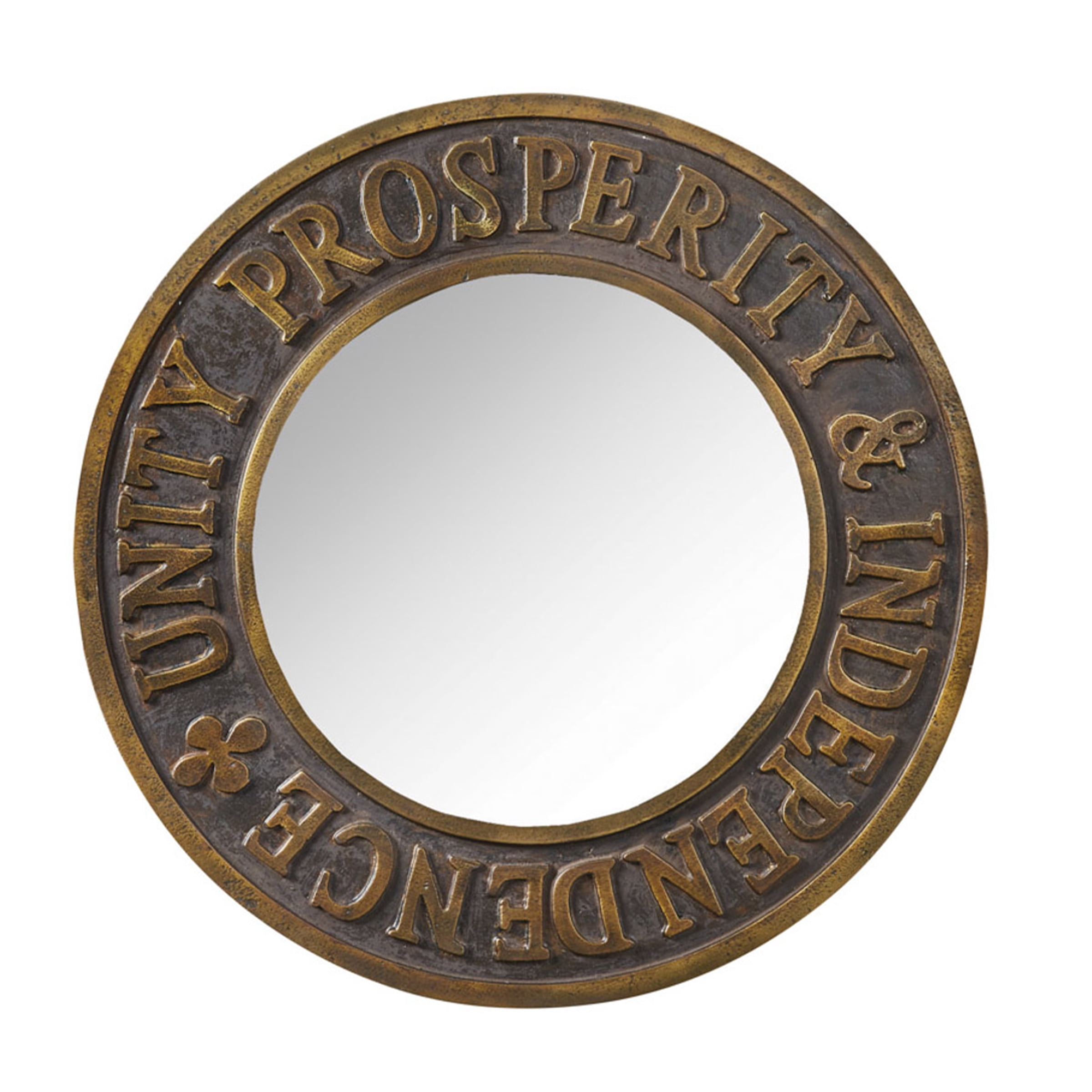 Handcrafted Round Bronze Wall Mirror with Positive Affirmations