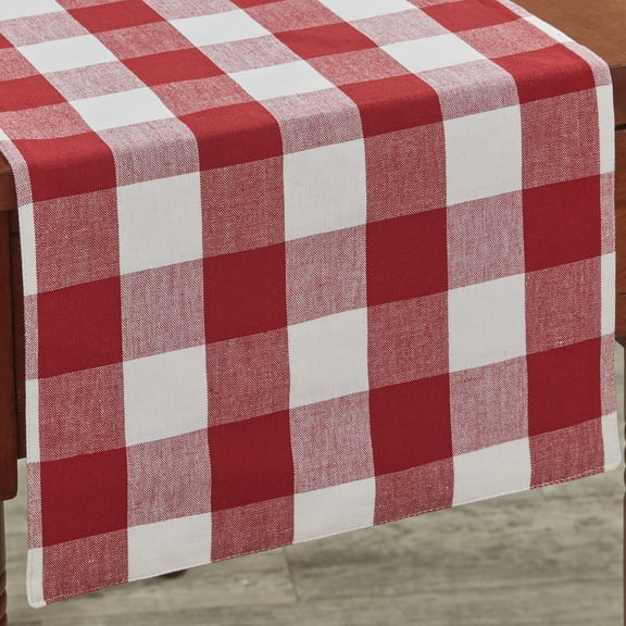Park Designs Buffalo Check Backed Red and Cream Table Runner 13" x 36"