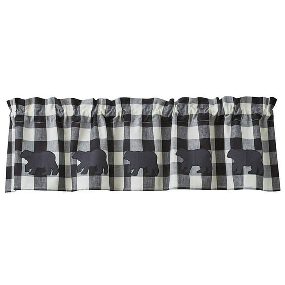 Park Designs Black Buffalo Check Bear Applique Valance 14"L