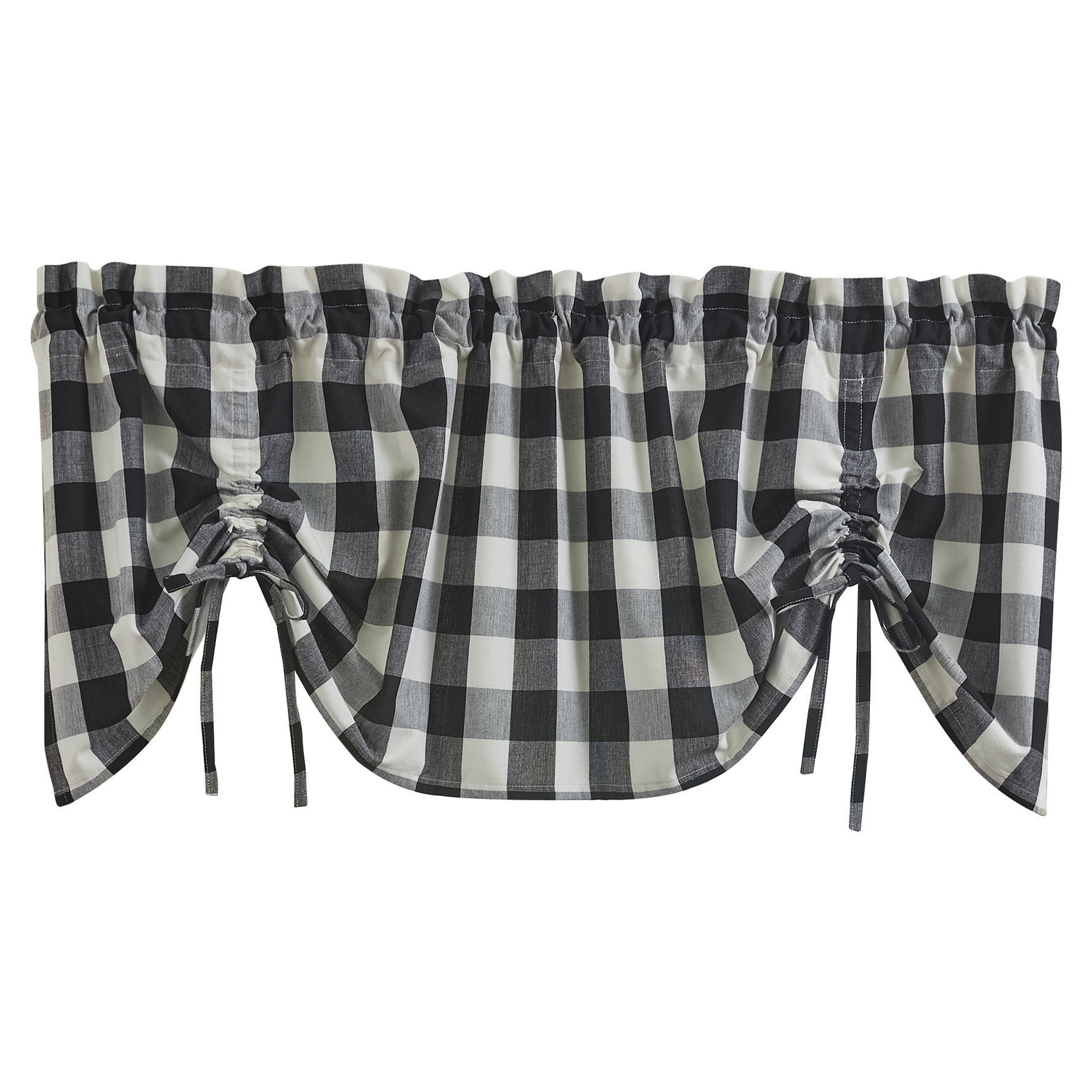 Black and Cream Cotton Buffalo Check Rod Pocket Valance