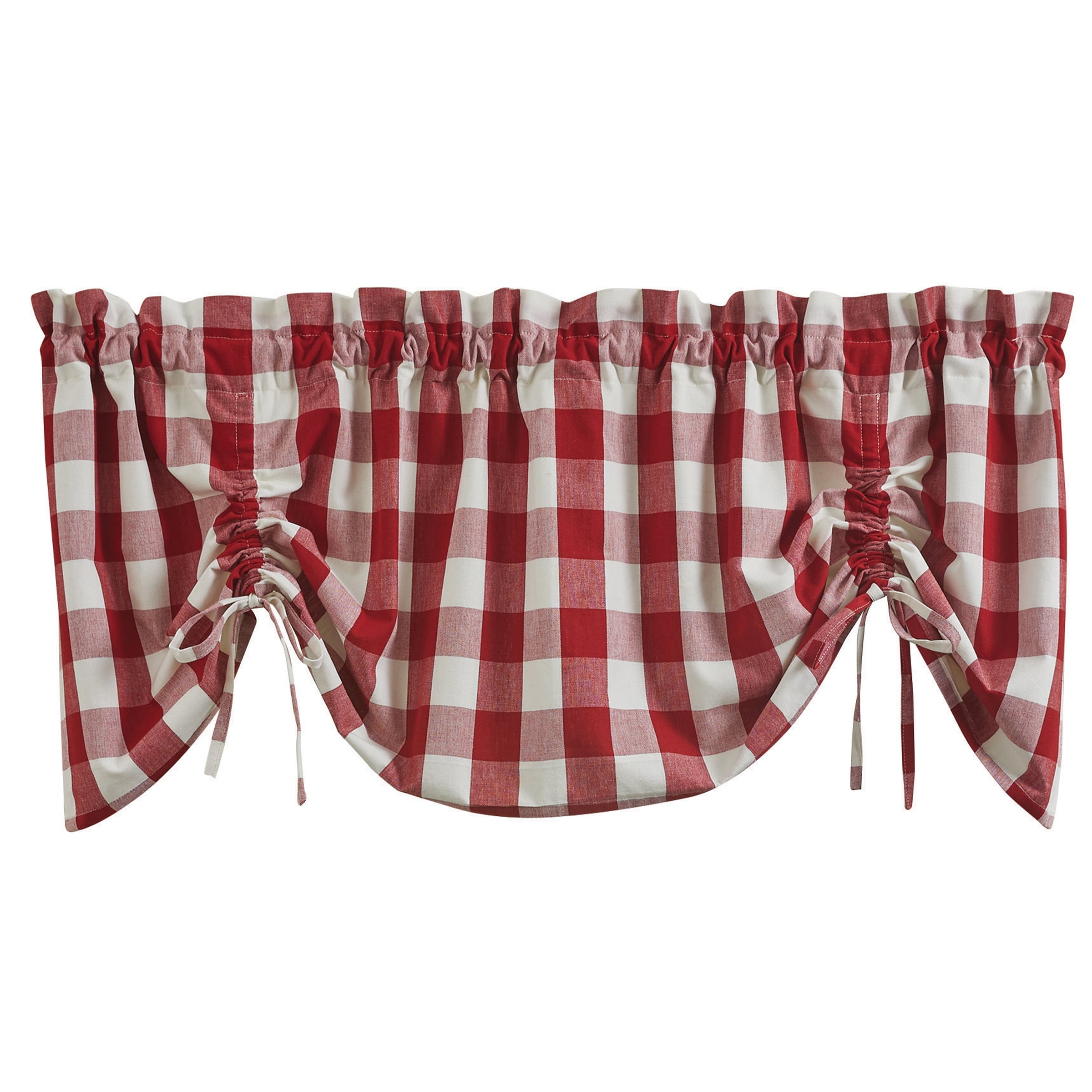 Farmhouse Red and Cream Buffalo Check Rod Pocket Valance 60"