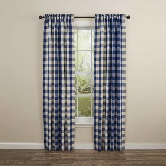 Park Designs Blue Buffalo Check Lined Panels 84"L