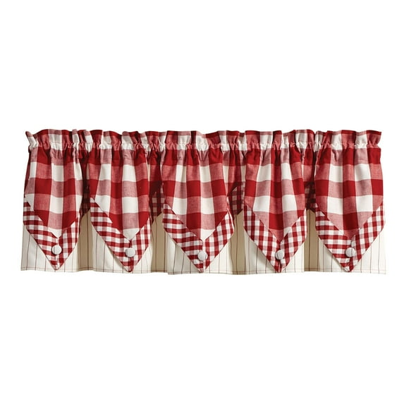 Park Designs Buffalo Check Lined Point Red Valance 72" x 15"