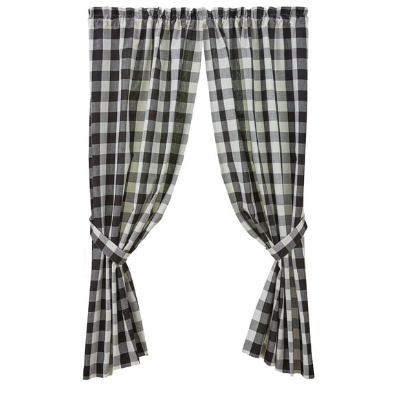 Park Designs Black Cream Buffalo Check Panels 63"L