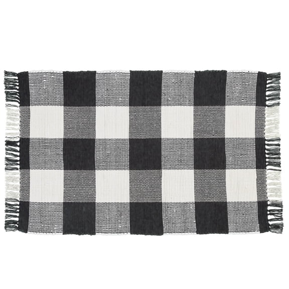 Park Designs Buffalo Check Rag Rug 3' x 5' Black & Cream