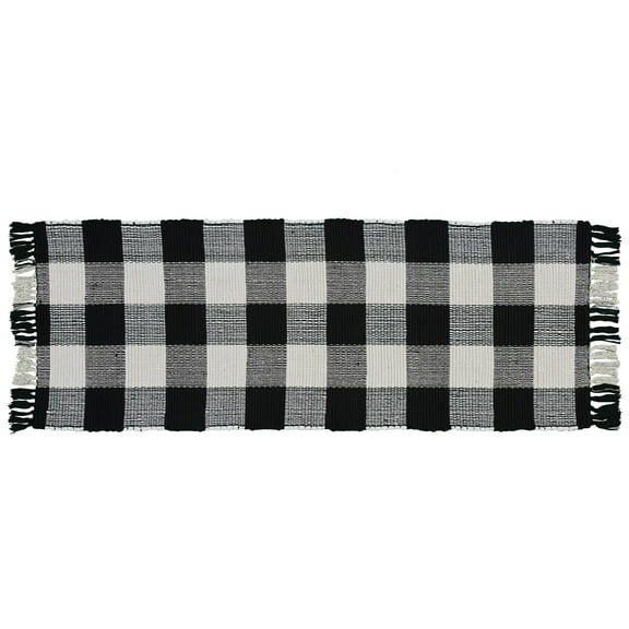 Park Designs Buffalo Check Rag Rug Runner - 2' x 6' - Black & Cream