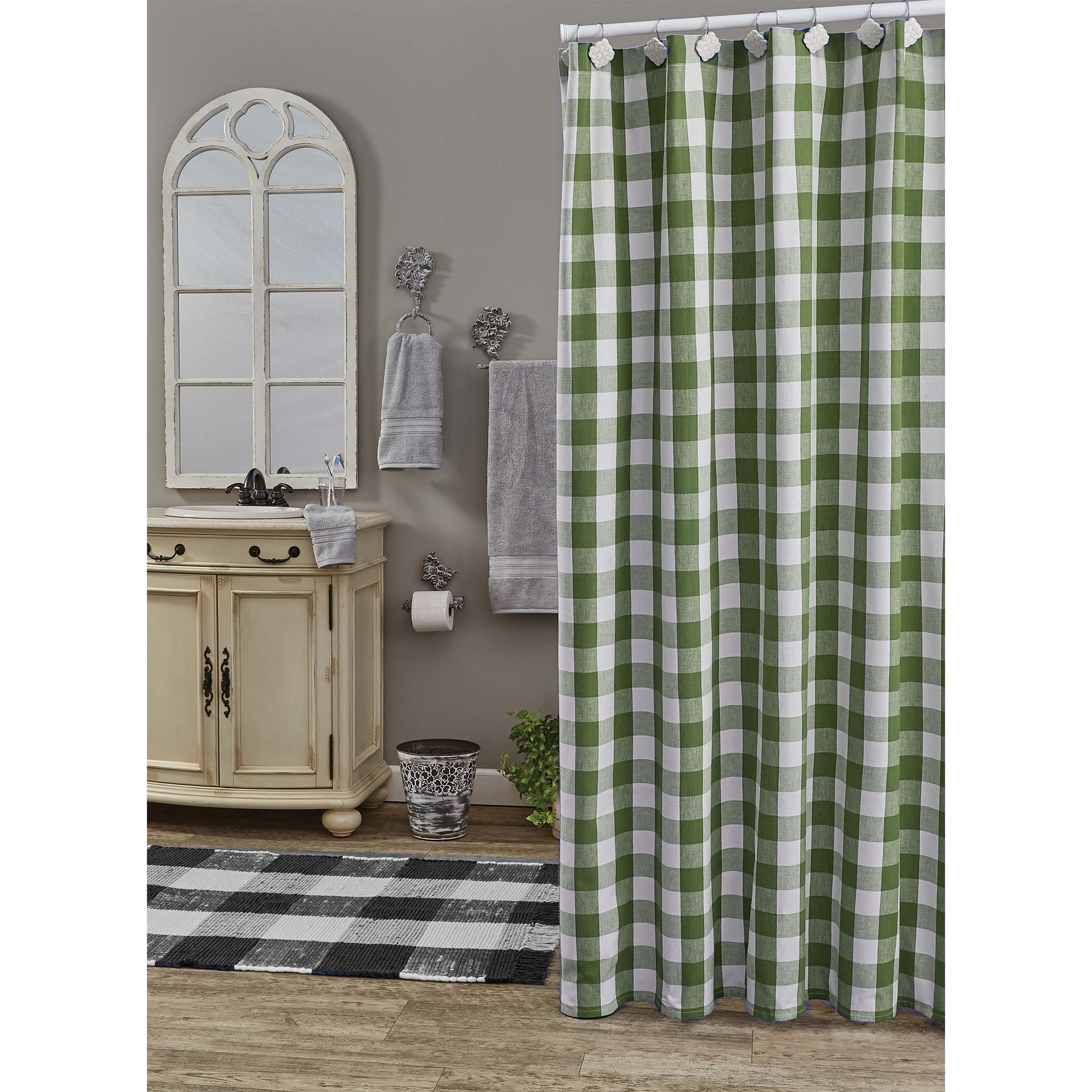 Park Designs Buffalo Check Shower Curtain  - Sage