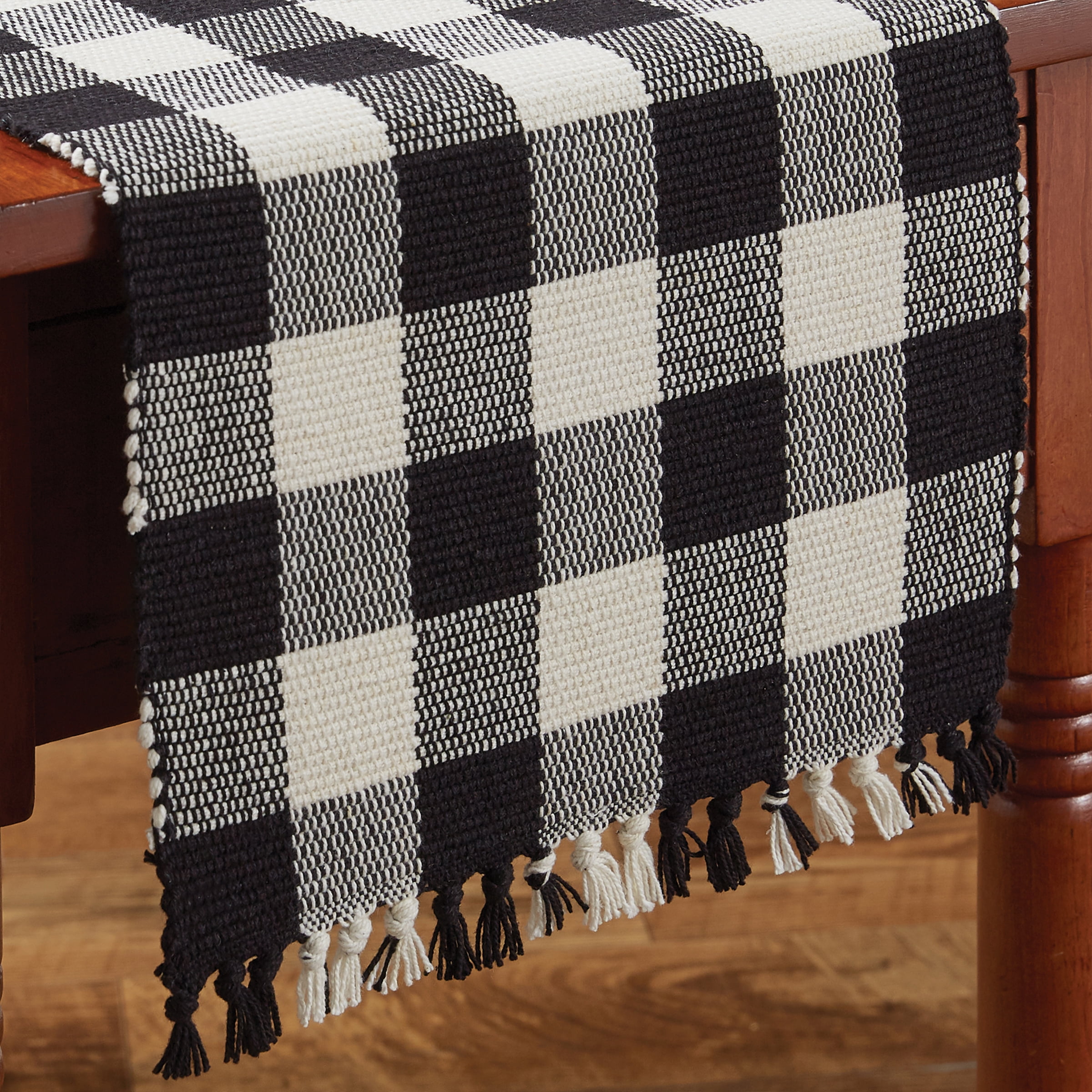 Park Designs Buffalo Check Table Runner 54''L Black & Cream