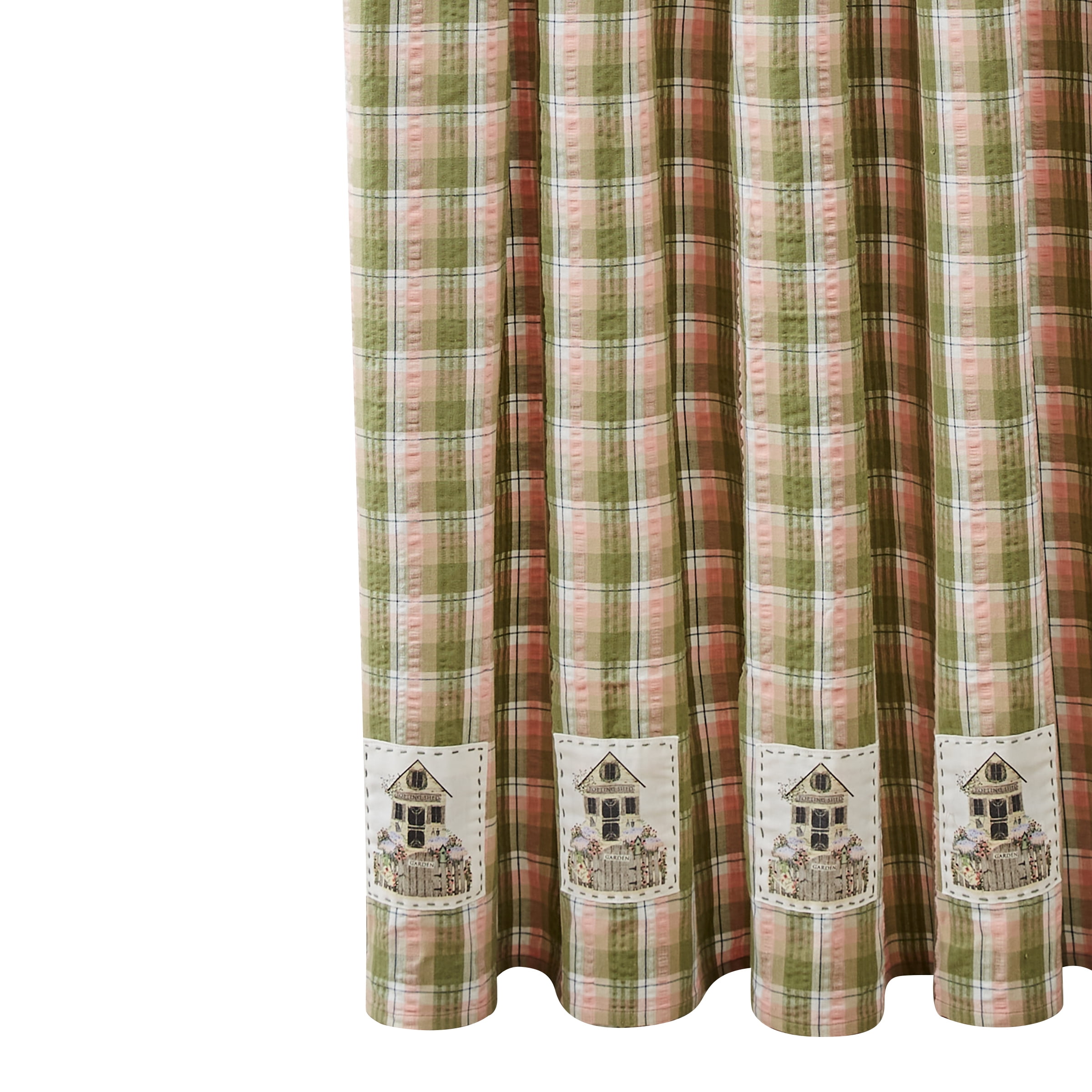 Butterfly Garden Plaid Fabric Shower Curtain 72" x 72"