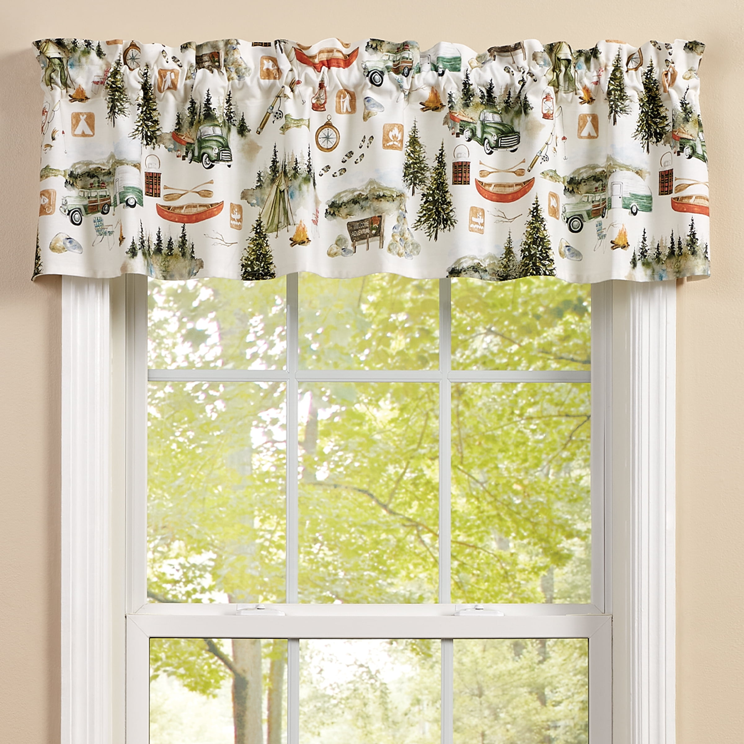Rustic Camping Motif Blackout Valance 60" x 14"