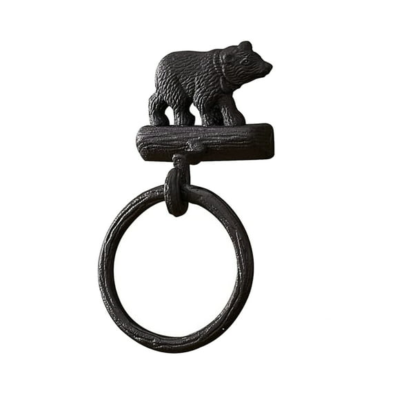 Park Designs Cast Black Bear Ring Hook - Set of 2
