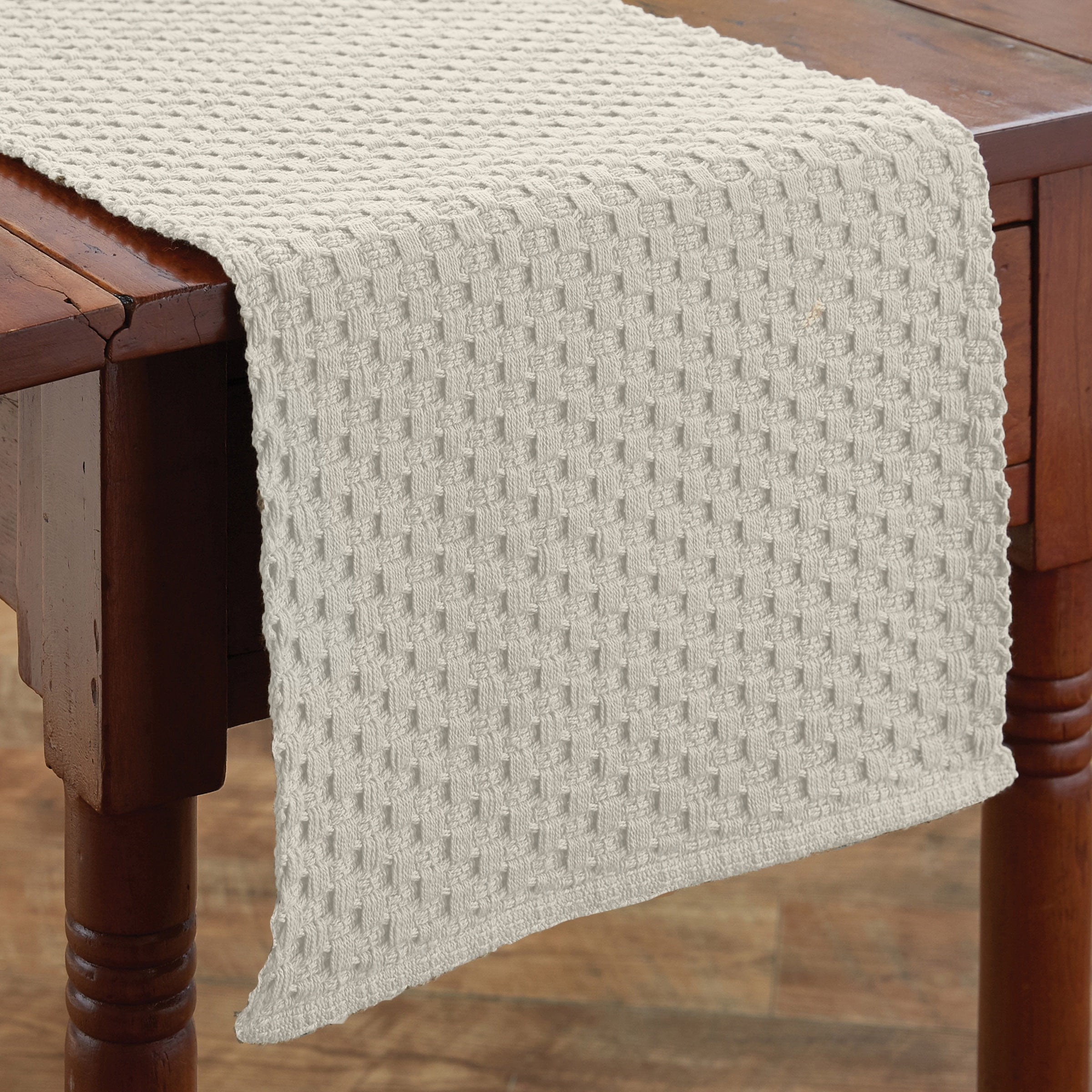 Cream Woven Cotton Table Runner 13" x 54"