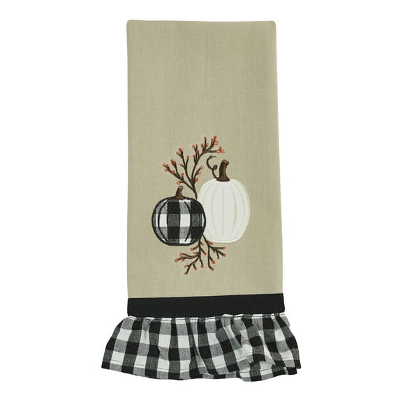 Park Designs Check And Cream Pumpkin Dishtowel Set of 2