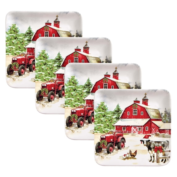 Park Designs Christmas At The Farm Dessert Plate Set Of 4