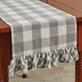 thumbnail image 1 of Park Designs Dove Buffalo Check Ruffled Table Runner 13" X 54", 1 of 4