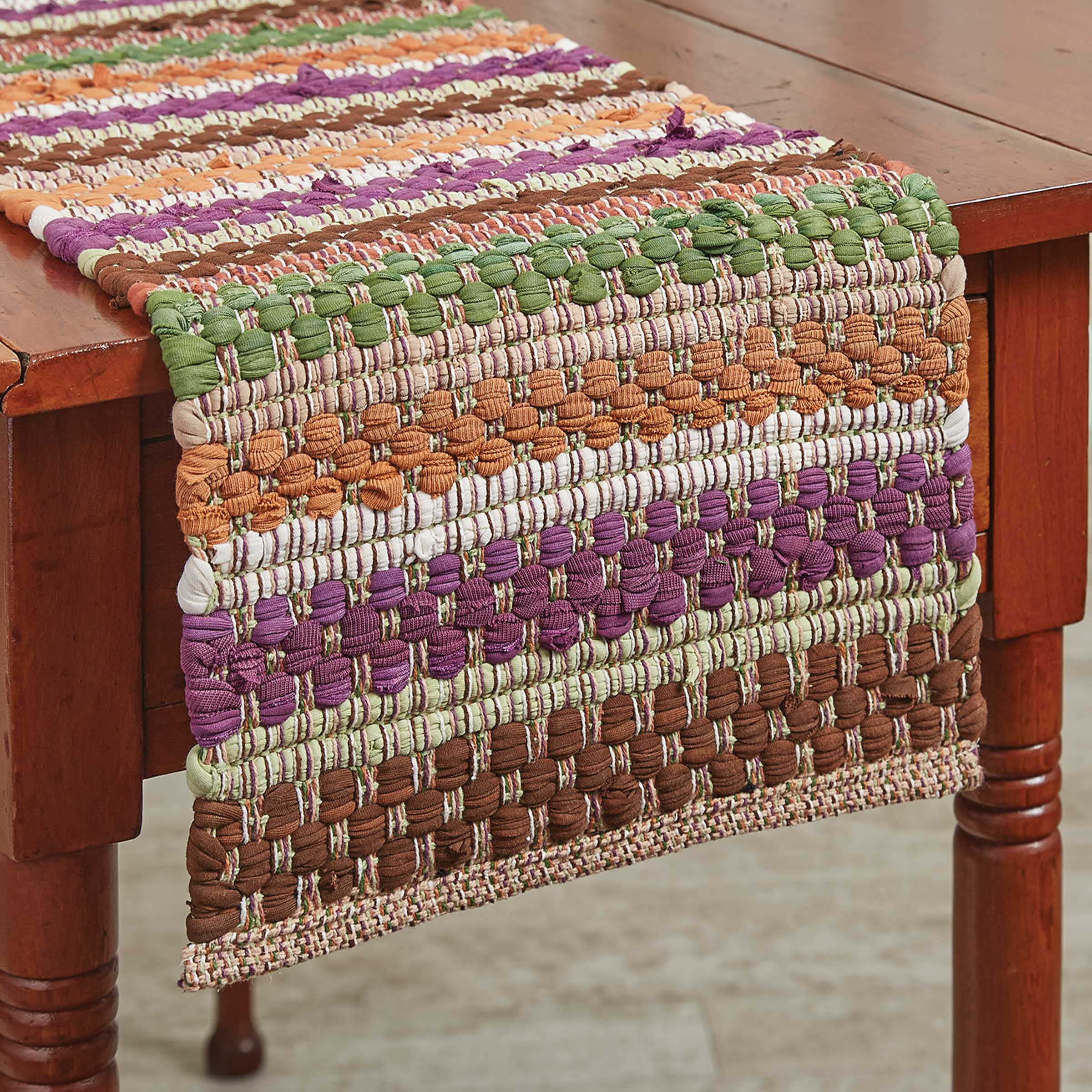 Autumn Multicolor Cotton Braided Table Runner 13" x 36"