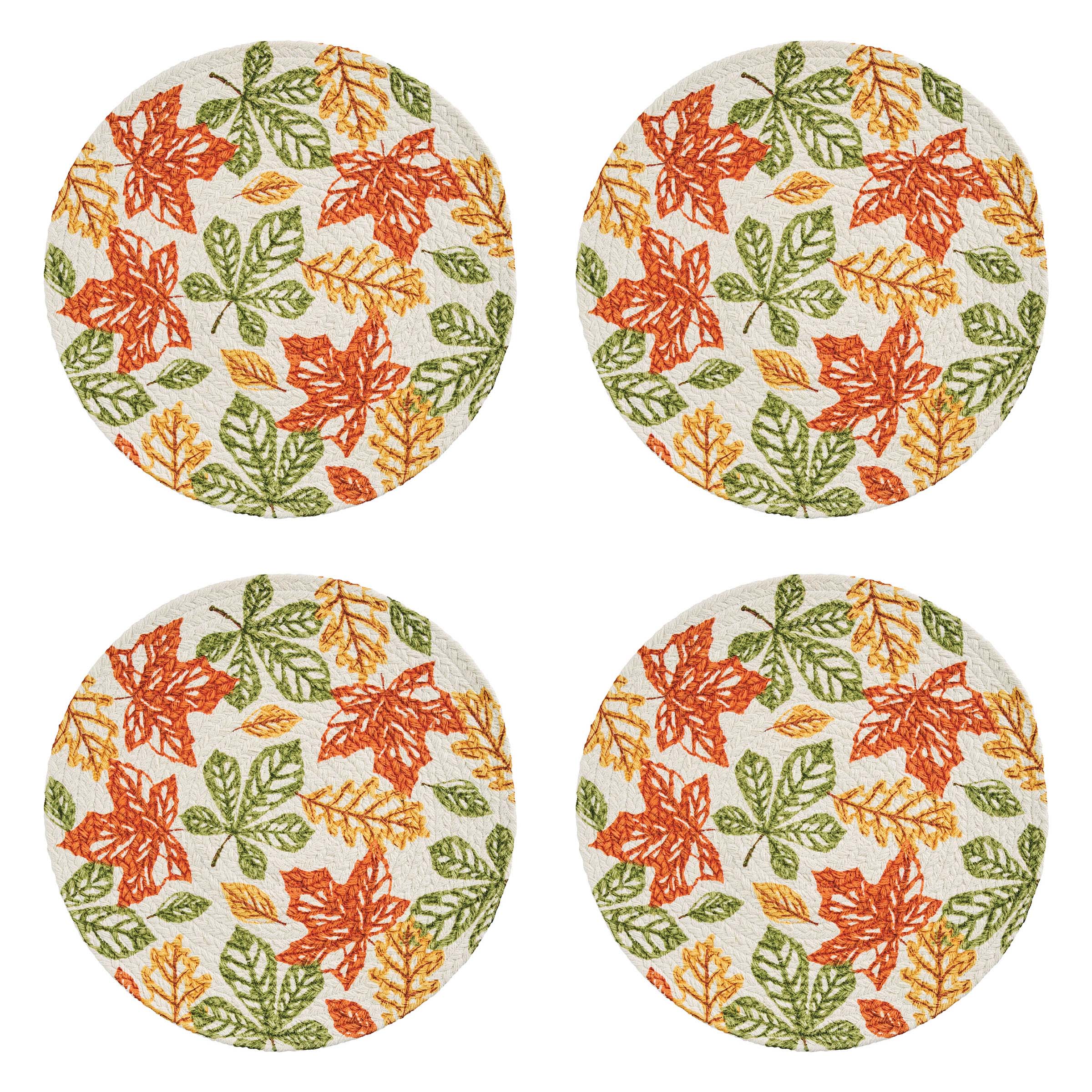 Park Designs Fall Leaves Printed Braided 15" Placemat Set of 4