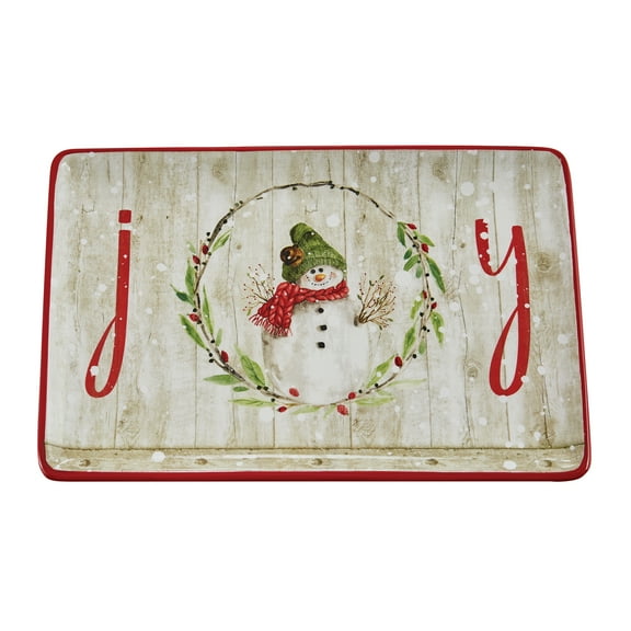 Park Designs Farmhouse Snowman Platter - Red