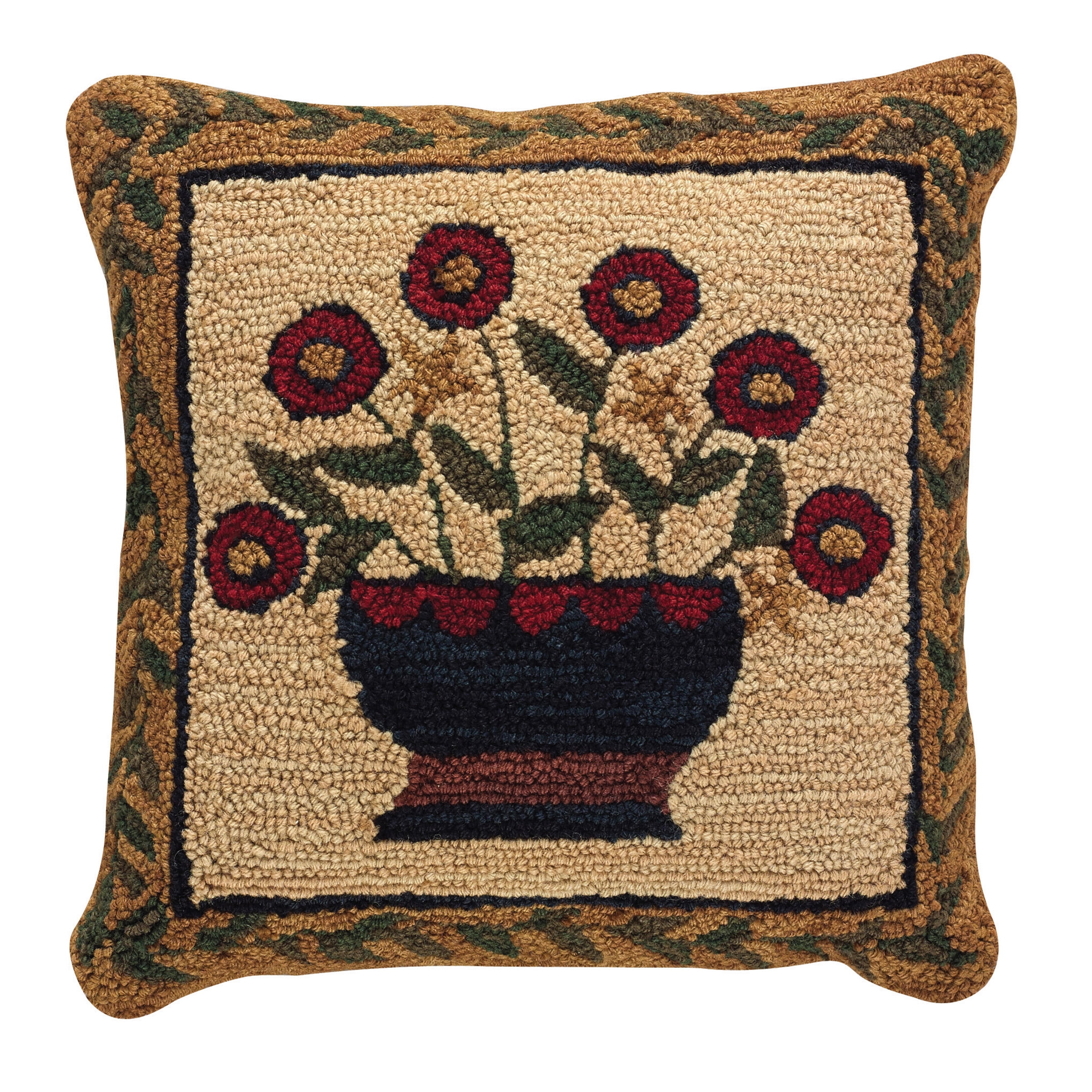 Park Designs Flower Basket Hand Hooked Pillow Cover