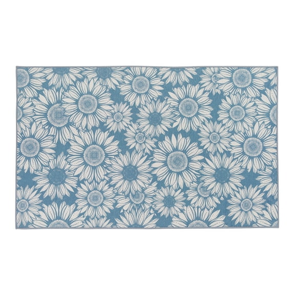 Park Designs Flower Garden Floral Blue Indoor Rug 24" x 38"