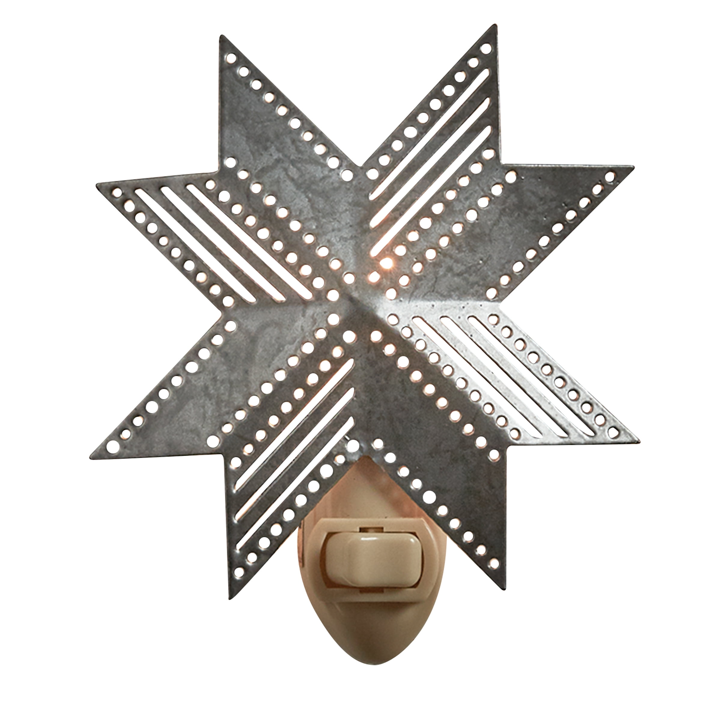 Rustic Silver Star Metal Night Light