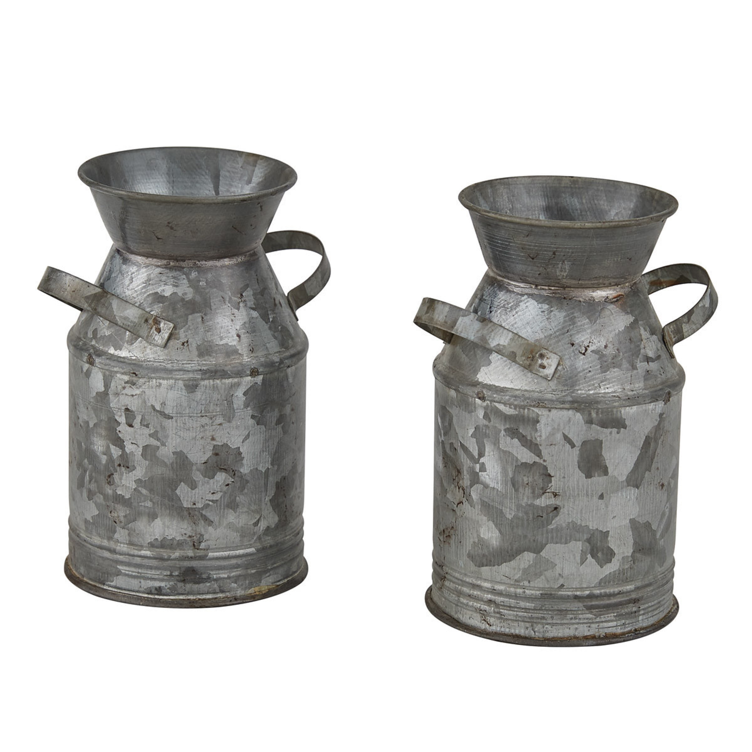Rustic Galvanized Metal Milk Can Salt and Pepper Shaker Set