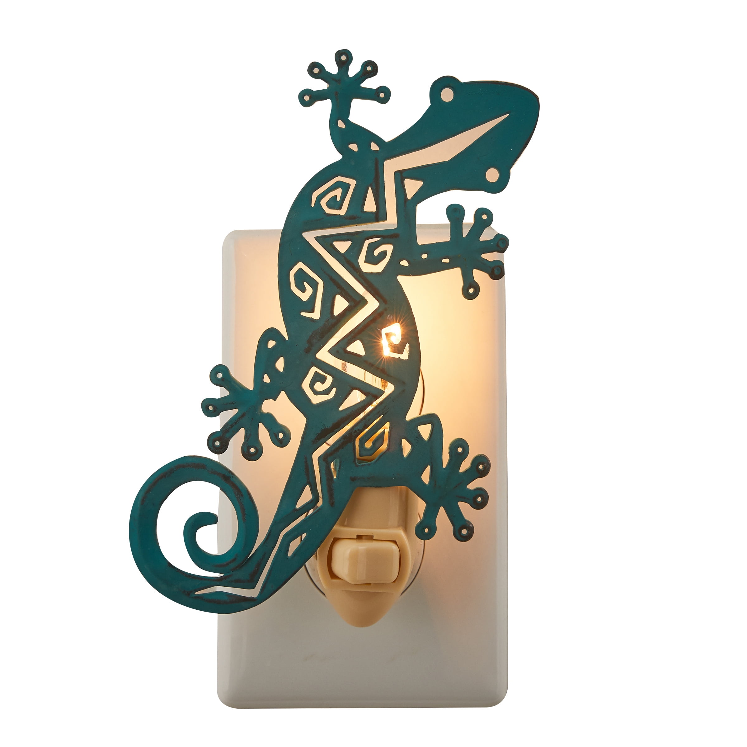 Turquoise Gecko Metal Night Light with 5-Watt Bulb