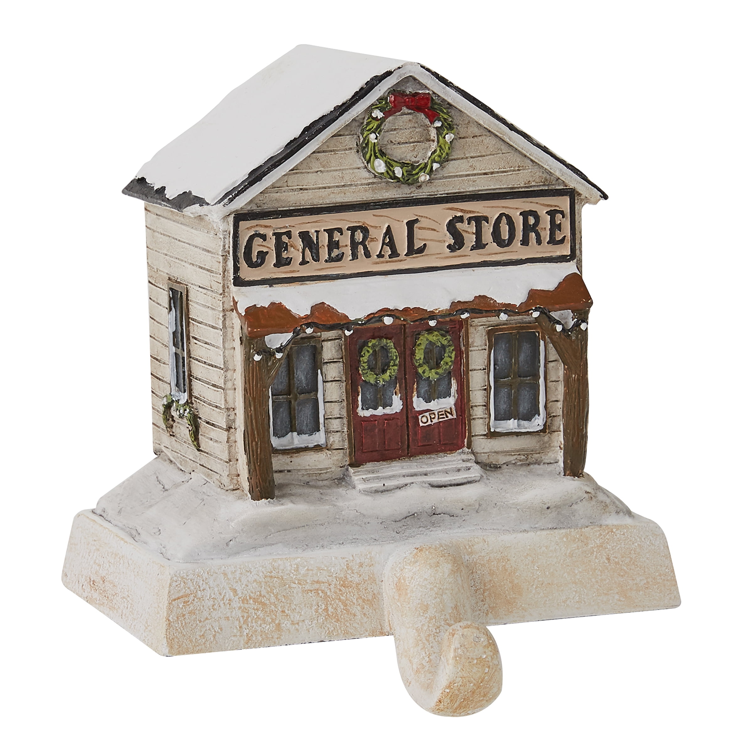 Snow-Covered General Store Resin Stocking Hanger