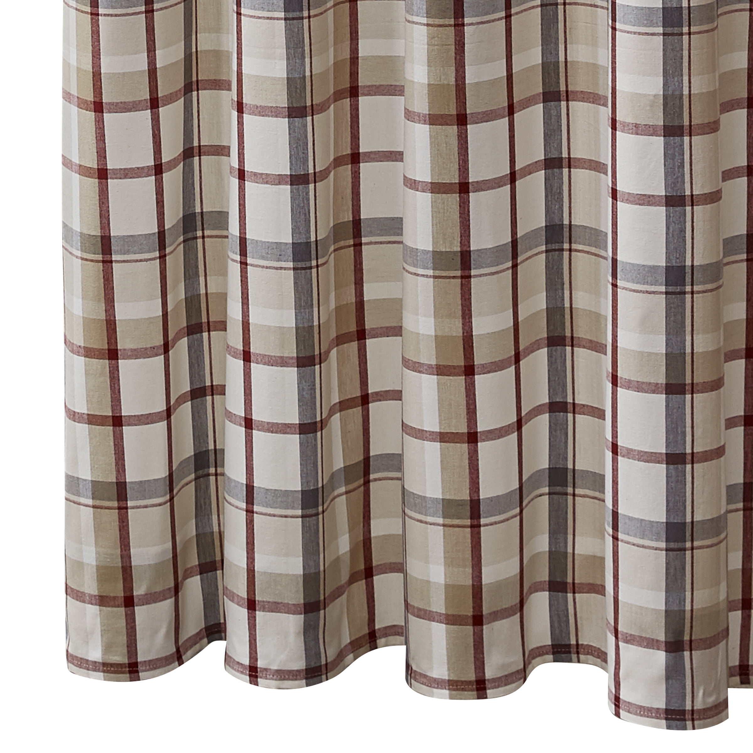 Glenwood Plaid Fabric Shower Curtain in Beige and Red