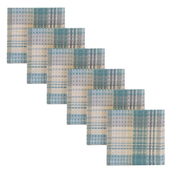 Park Designs Jolie Plaid Blue Dishcloth Set of 6