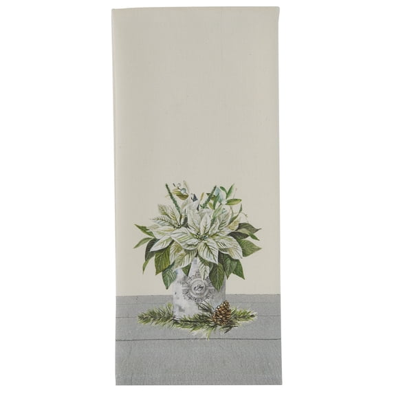 Park Designs Joy White Poinsettia Dishtowel Set of 2