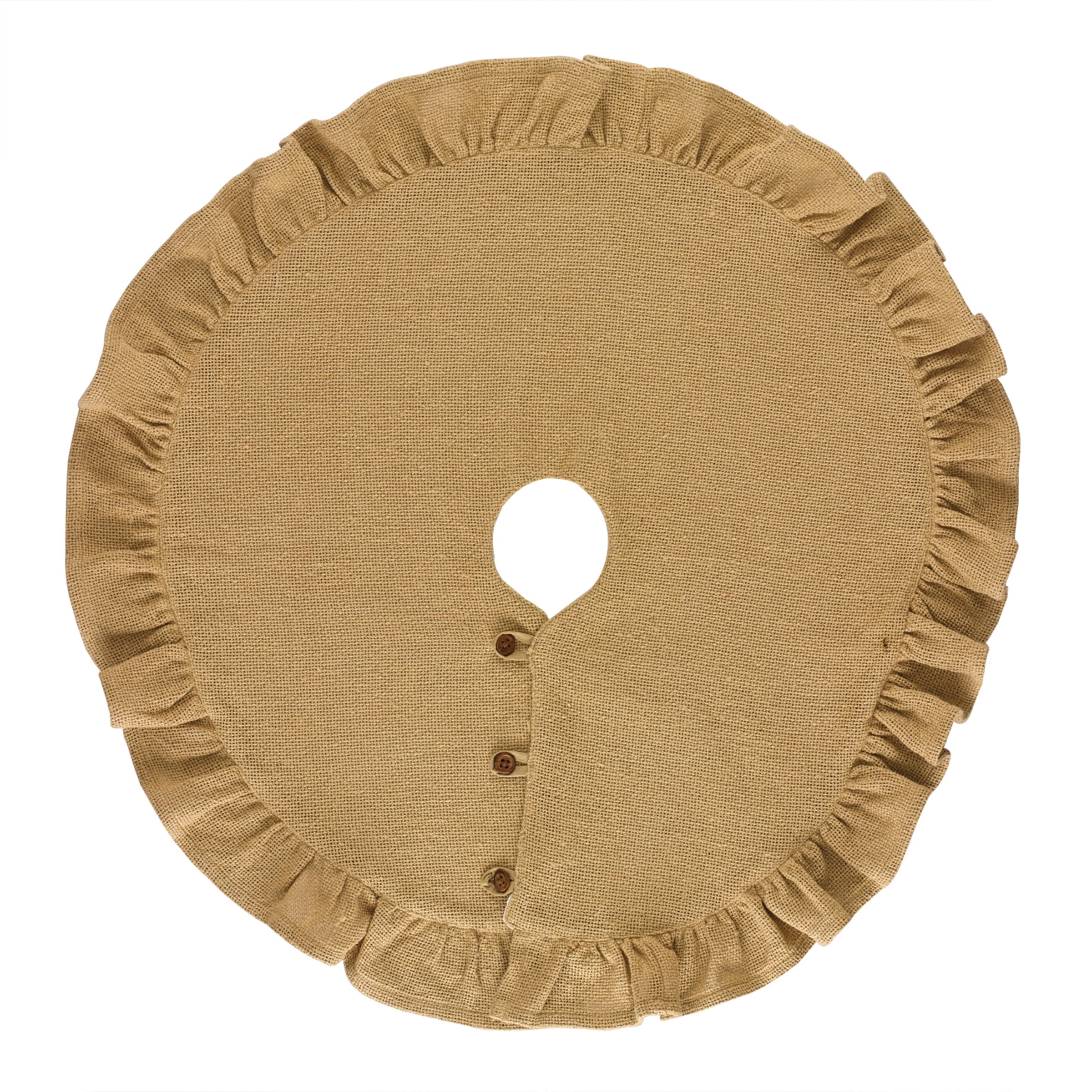 Natural Jute Burlap Tree Skirt with Ruffled Edge, 24"