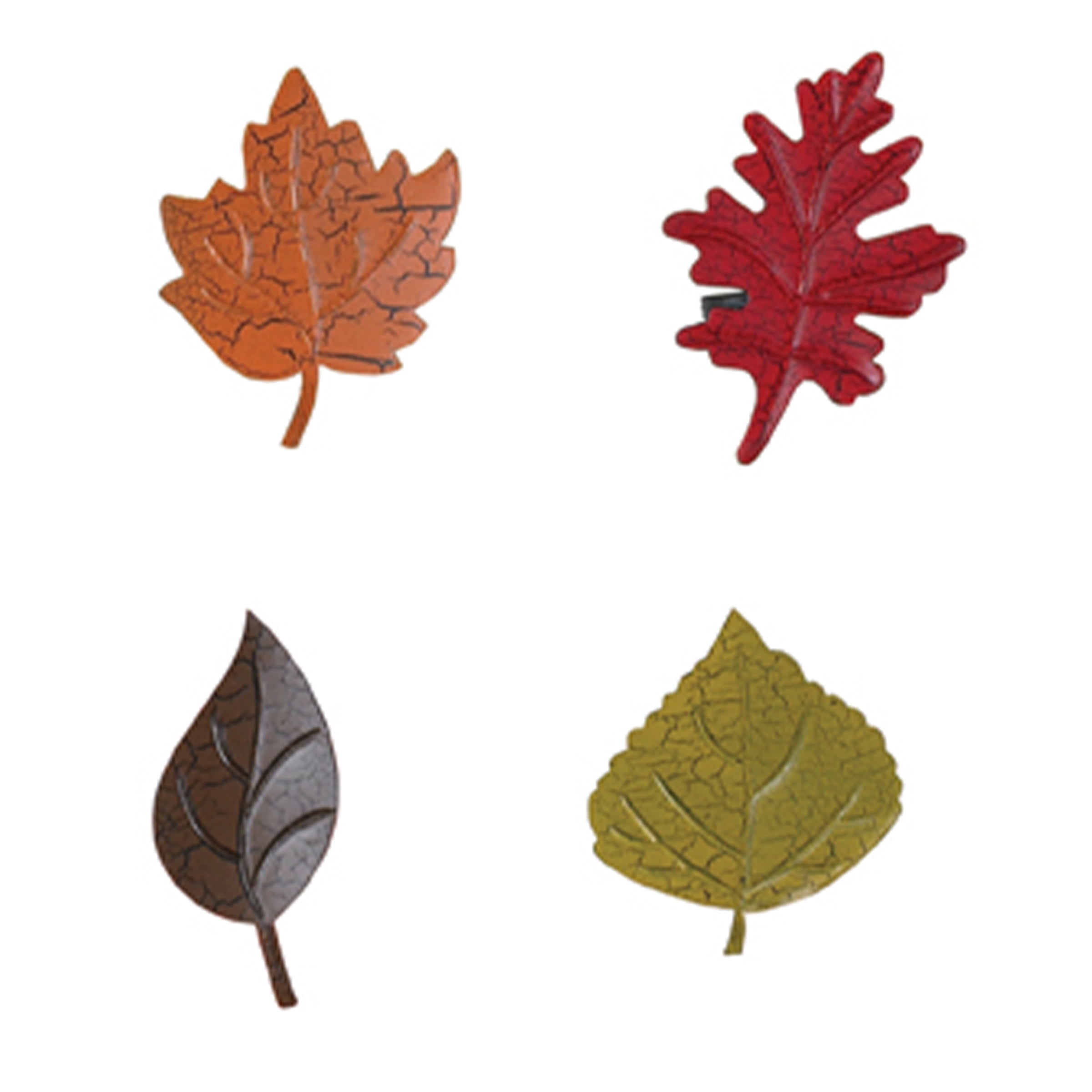 Autumn Leaf Metal Napkin Ring Set in Vibrant Colors