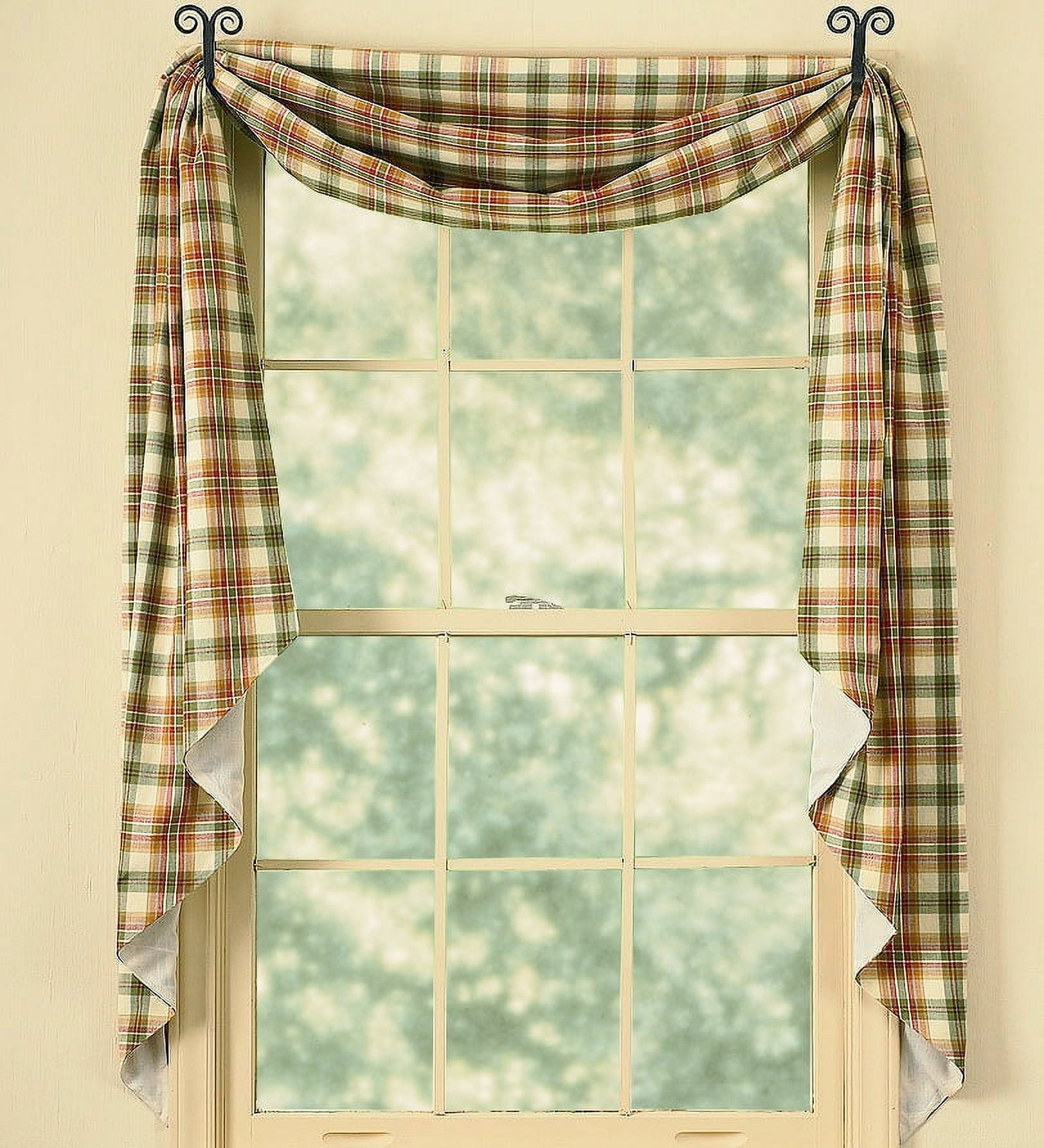 Lemon Pepper Plaid Cotton Fishtail Swag Valance