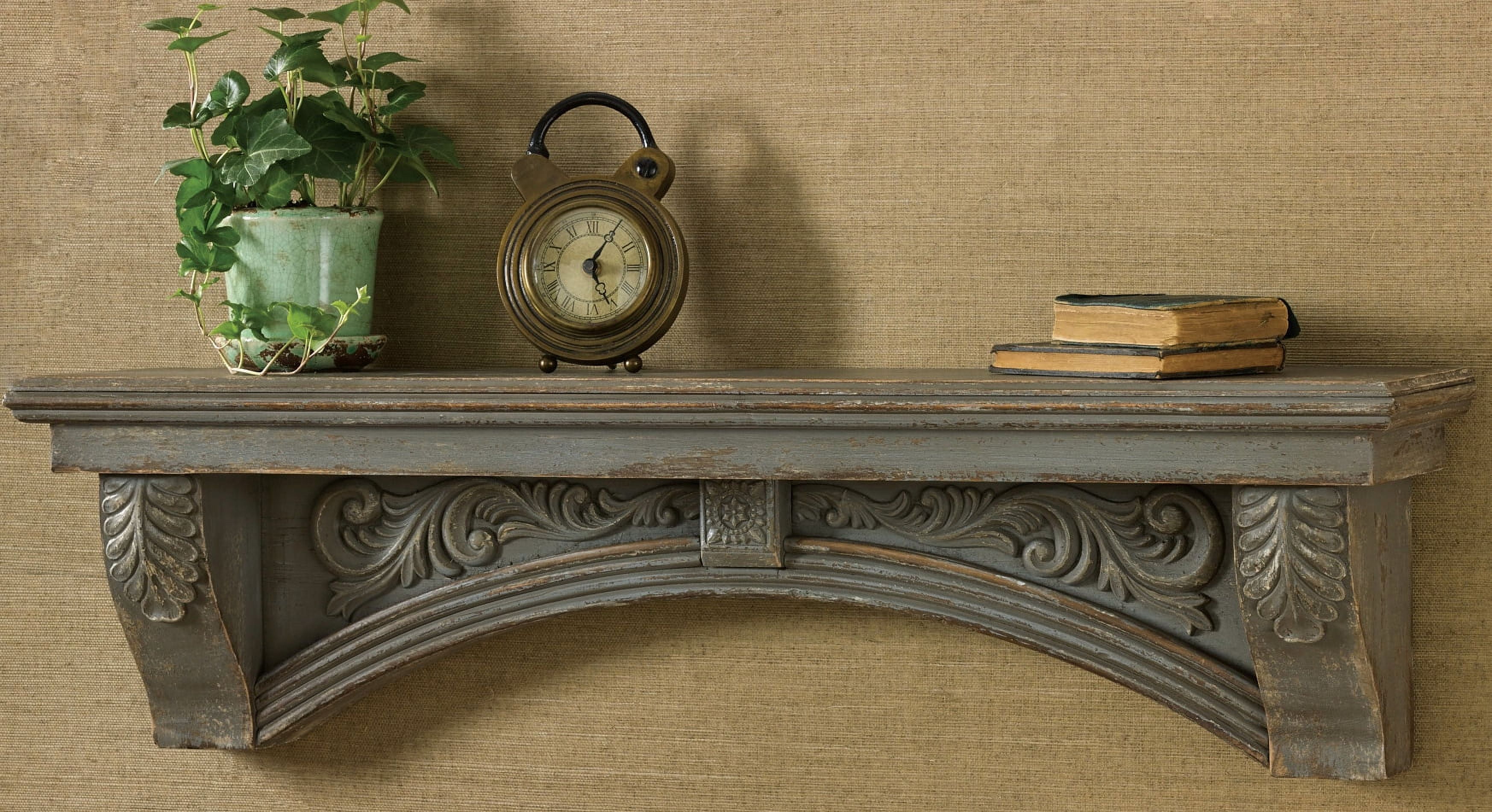 Aged Gray Fir Wood Floating Mantel Shelf