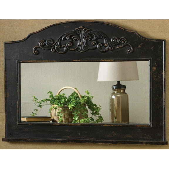 Park Designs Mantle Top Mirror in Aged Black 26"H