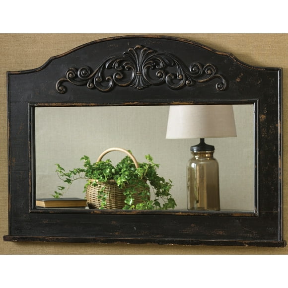Park Designs Mantle Top Mirror in Aged Black 26"H