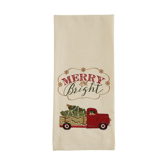 Park Designs Merry And Bright Truck Embroidered Dishtowel Set of 2