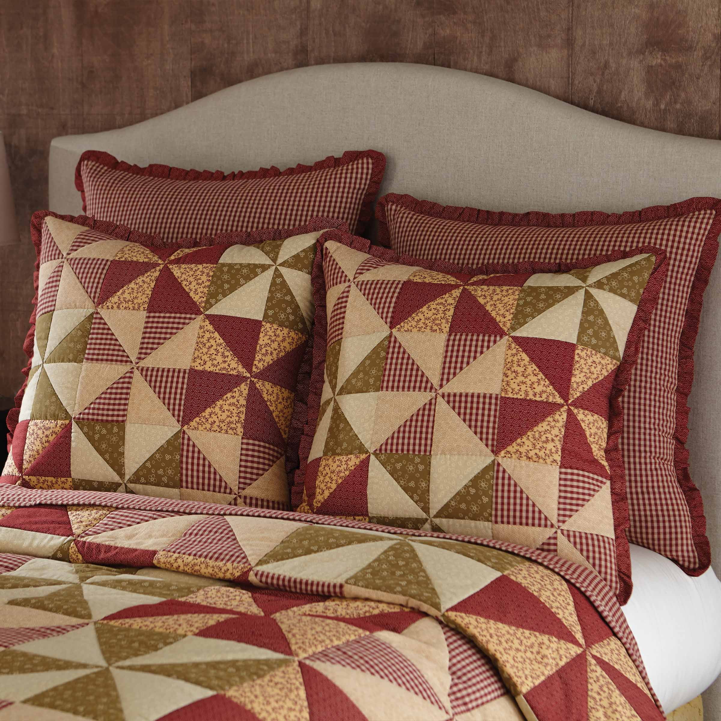 Rustic Patchwork Cotton Euro Sham with Button Closures