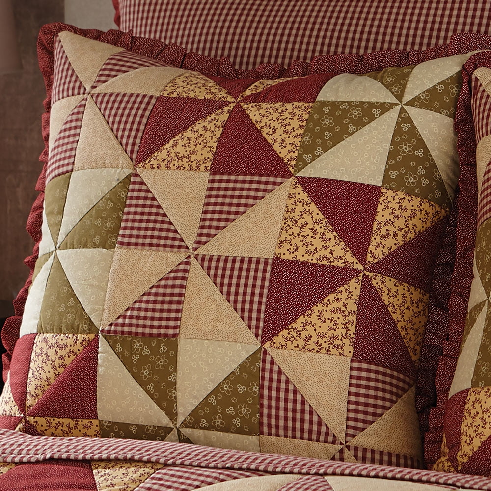 Rustic Patchwork Cotton Euro Sham with Button Closures