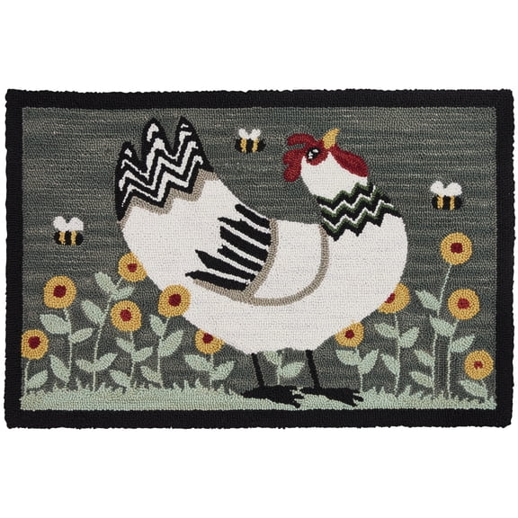 Park Designs My Little White Hen Hooked Rug 2' x 3'