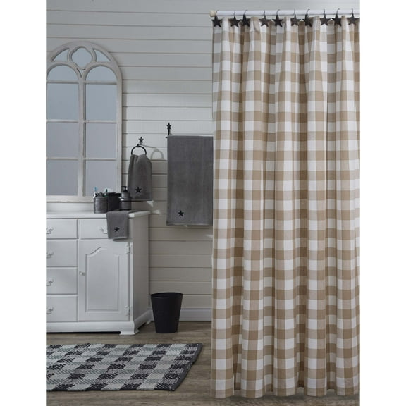 Park Designs Natural Buffalo Check Shower Curtain 72"