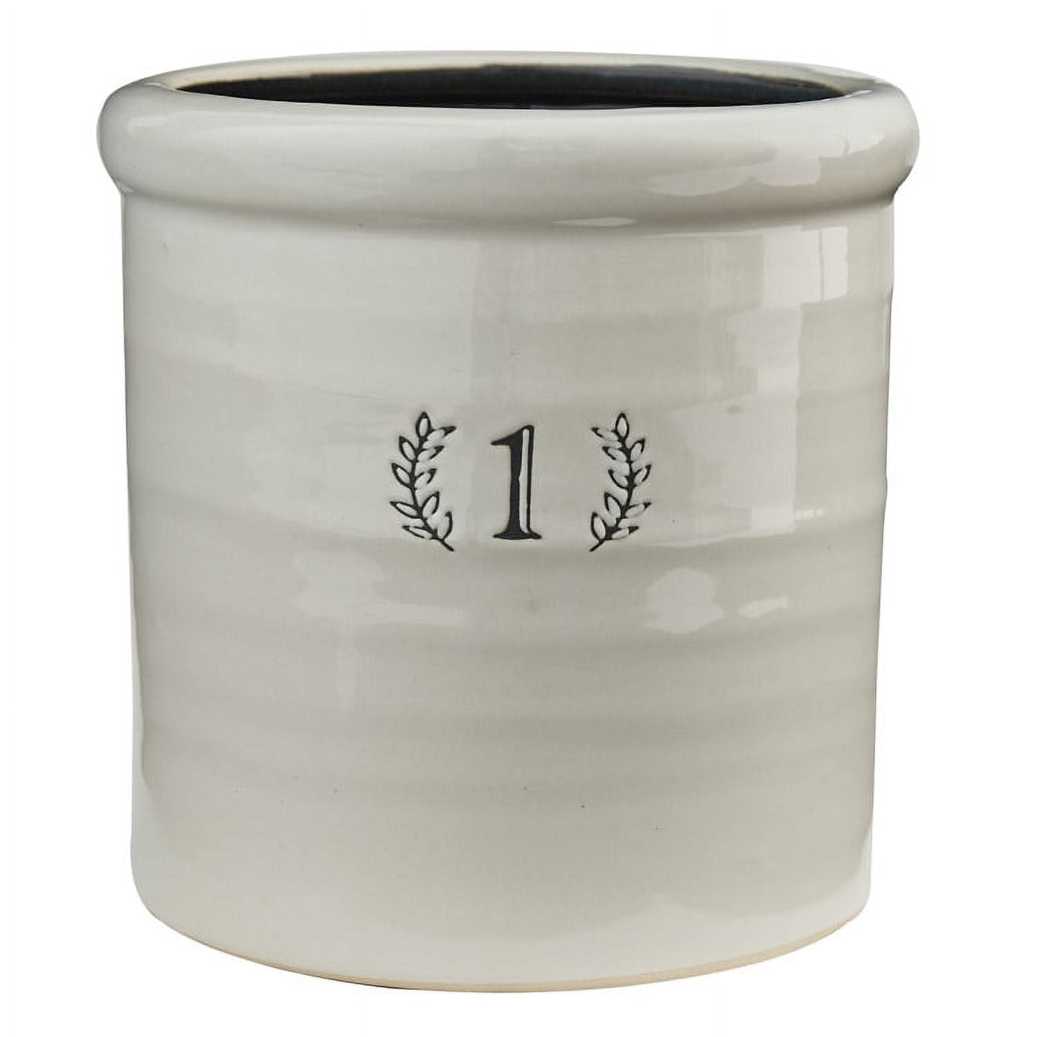 Off-White Ceramic Number 1 Crock Planter